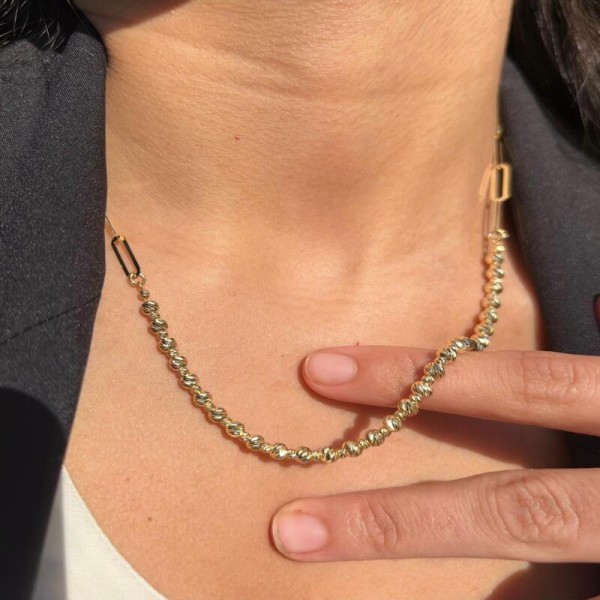  14 Ayar Dorika Toplu Ataç Zincir Kolye 