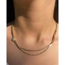 14 Ayar Altın Baget Taşlı Kolye